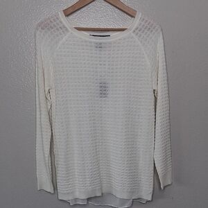 PECK&PECK Lightweight Long Sleeve Ivory Pullover Sweater Business Casual S